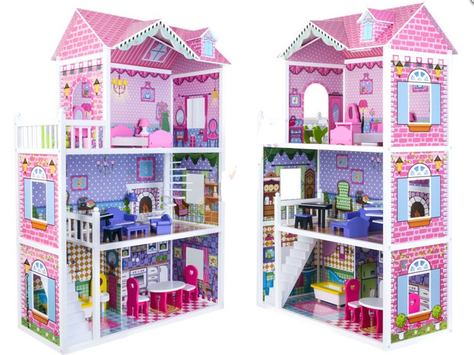 Veľký drevený domček pre bábiky BARBIE, Led svetielka – Obrázok 2