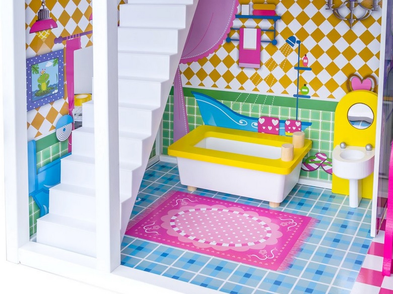 Veľký drevený domček pre bábiky BARBIE, Led svetielka – Obrázok 3